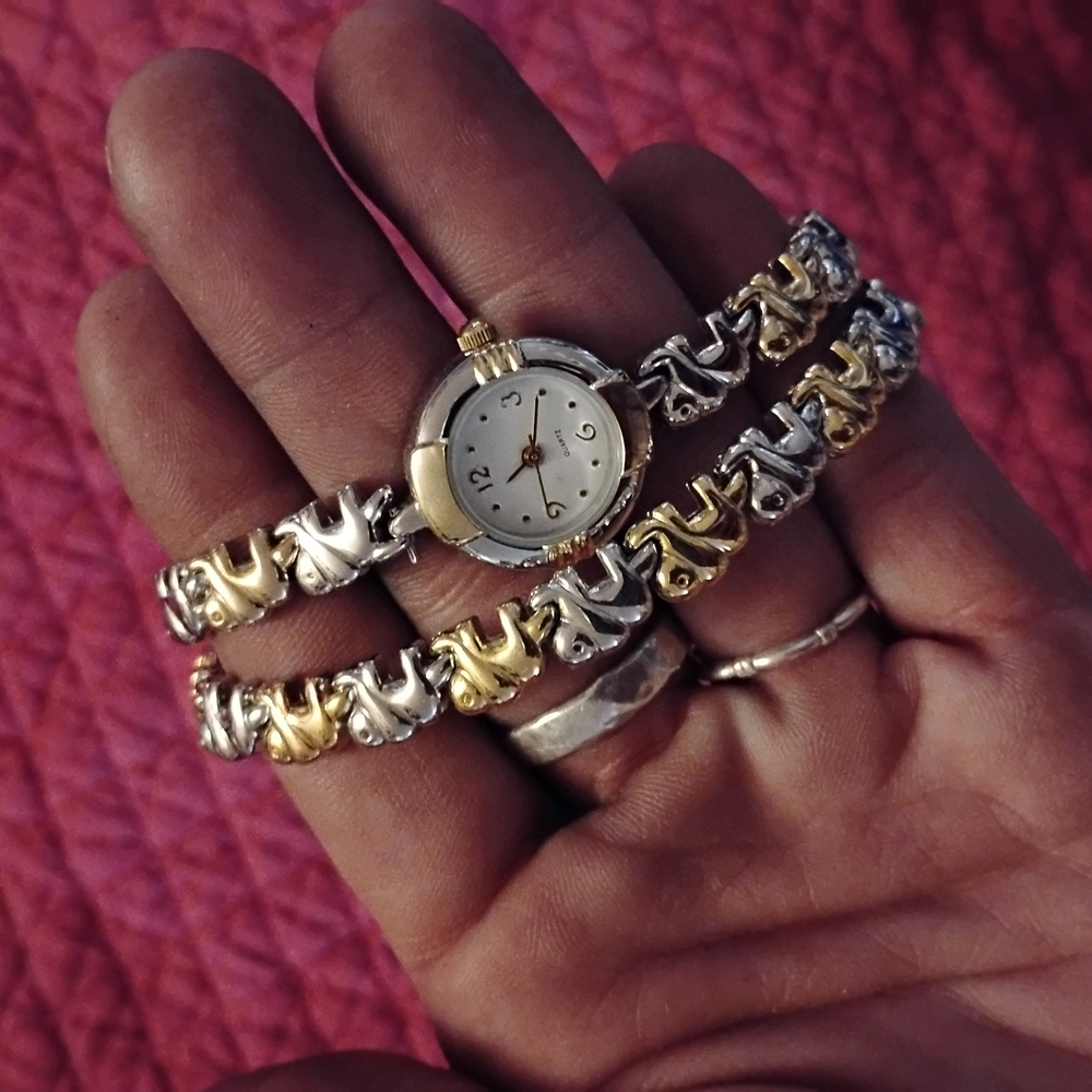 Vintage Elephant Watch & Bracelet Set